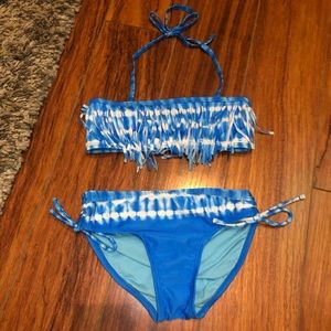 Blue and white tie-dye bikini in girls size 8
